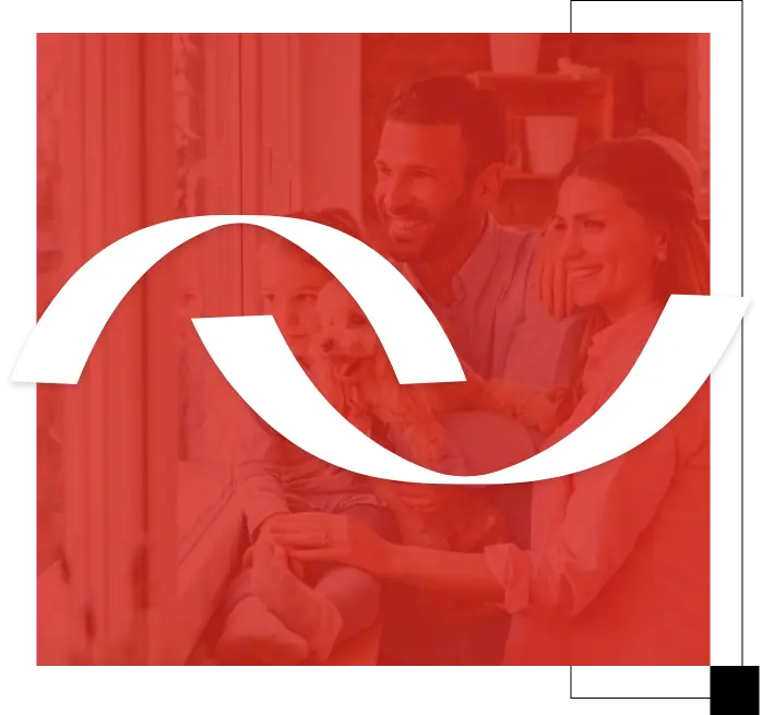 Família feliz com a logo da Ceriani Craveiro em sobreposição